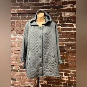 Christian Siriano NY Gray Quilted Hooded Sweater with Flare